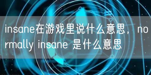 insane在游戏里说什么意思，normally insane 是什么意思