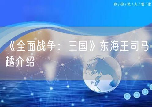 《全面战争：三国》东海王司马越介绍