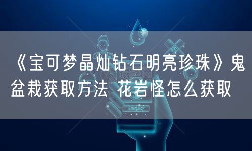 《宝可梦晶灿钻石明亮珍珠》鬼盆栽获取方法 花岩怪怎么获取