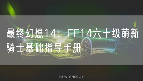 最终幻想14：FF14六十级萌新骑士基础指导手册