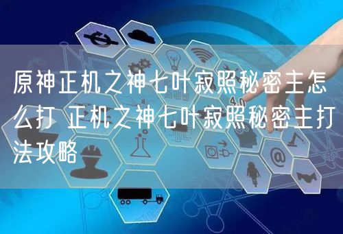 原神正机之神七叶寂照秘密主怎么打 正机之神七叶寂照秘密主打法攻略