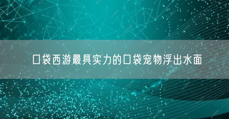 口袋西游最具实力的口袋宠物浮出水面