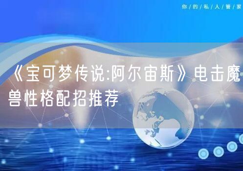 《宝可梦传说:阿尔宙斯》电击魔兽性格配招推荐