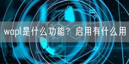wapl是什么功能？启用有什么用